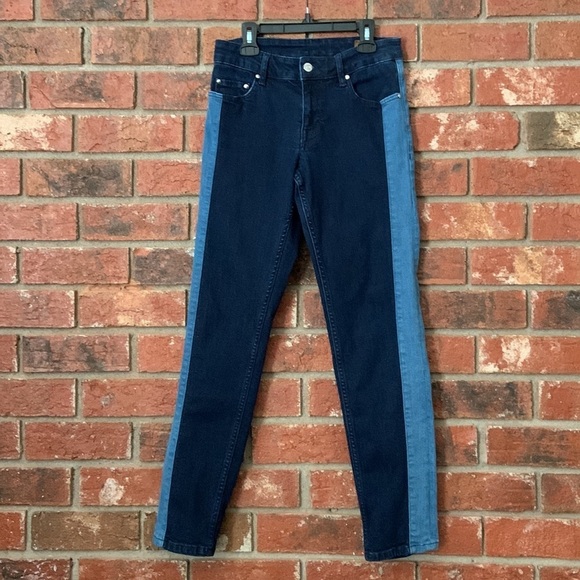 ASOS Denim - ASOS Dark Wash Blue Colorblock Slim Jeans